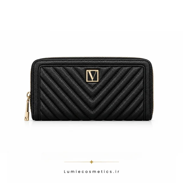 کیف پول بزرگ زیپی ویکتوریا سکرت مدل The Victoria Large Zipped Wallet مشکی